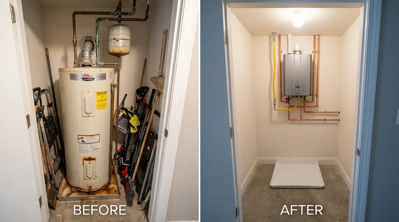 Tank water heater versus wall-mounted tankless unit comparison for Monroe, OH homeowners