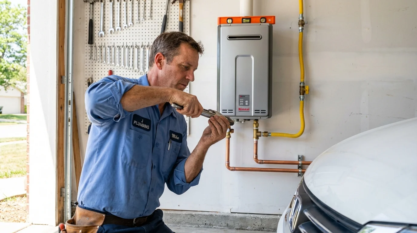 Tankless water heater installation by a Johns Plumbing LLC plumber in Monroe